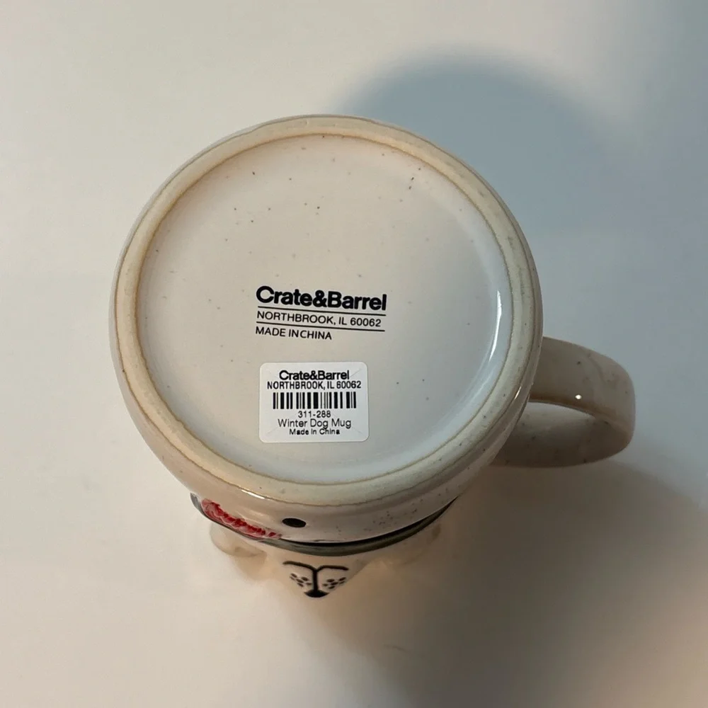 Crate & Barrel Winter Dog 12-oz. Holiday Mug Brand New